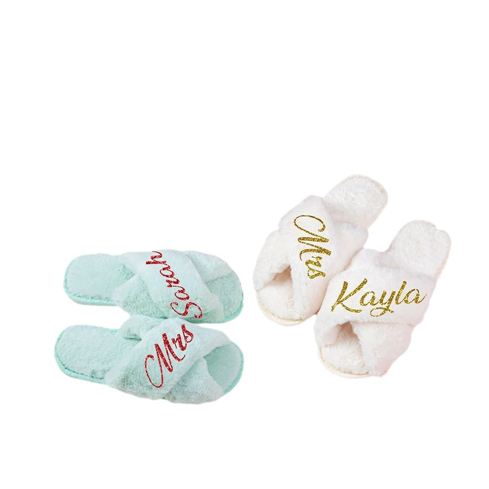 Custom LOGO Plush Couple Slippers