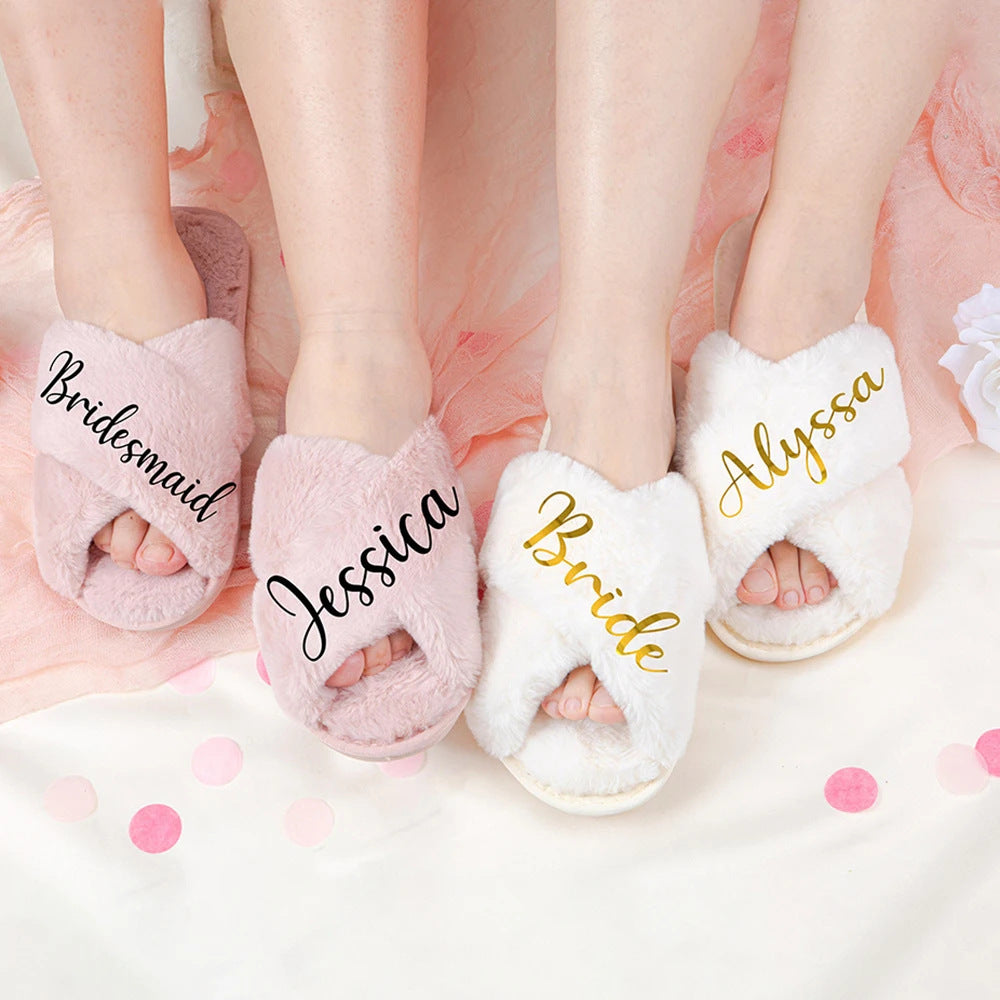 Custom LOGO Plush Couple Slippers